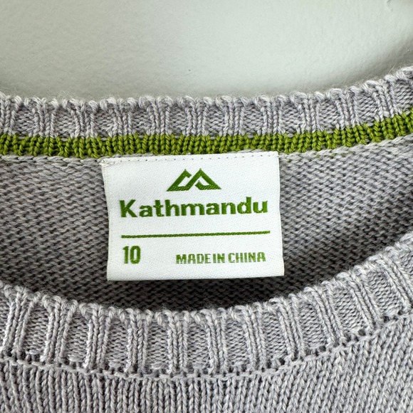 Kathmandu Light Grey Fairisle Crewneck Long‎ Sleeve Knit Wool Sweater Women's 10 - Picture 10 of 12